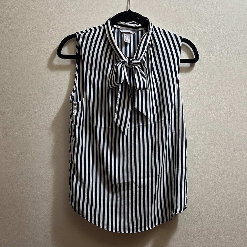 Navy and White Striped Sleeveless Top